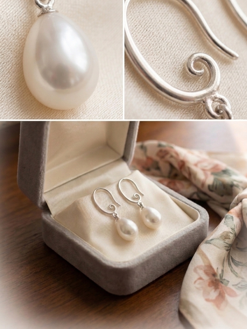 Copper Plated Pearl Drop Earrings - White Pearl